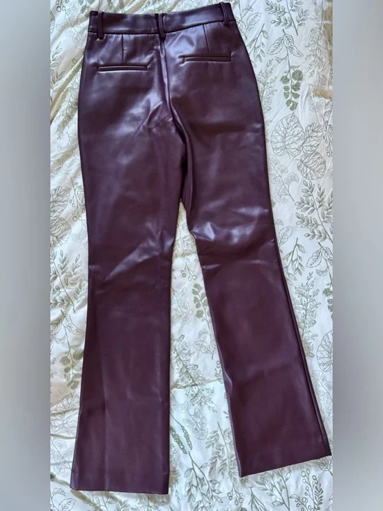 Ann Taylor Faux Leather Straight-Leg Pants in Deep Burgundy - Picture 6 of 6